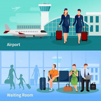Airport flat compositions Free Vector
