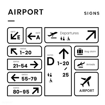 Airport signs icon vector set | Free stock vector - 538338