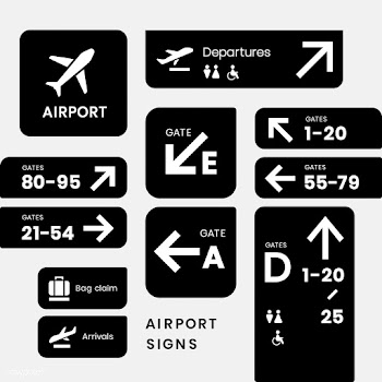 Airport signs icon vector set | Free stock vector - 538349