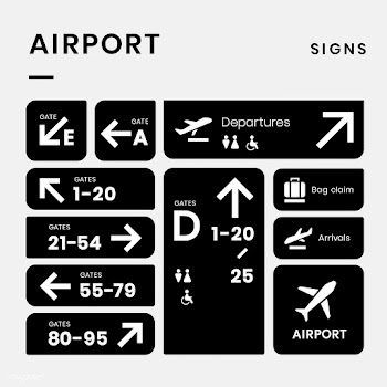 Airport signs icon vector set | Free stock vector - 538357