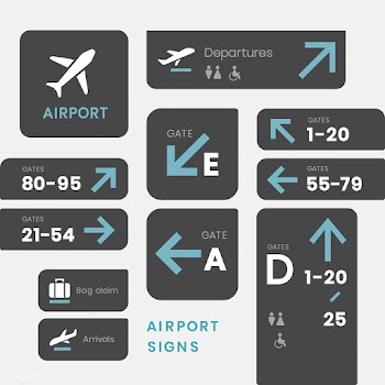Airport signs icon vector set | Free stock vector - 538378