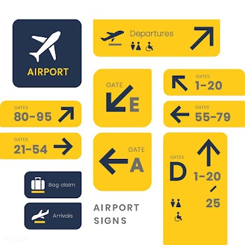 Airport signs icon vector set | Free stock vector - 538384