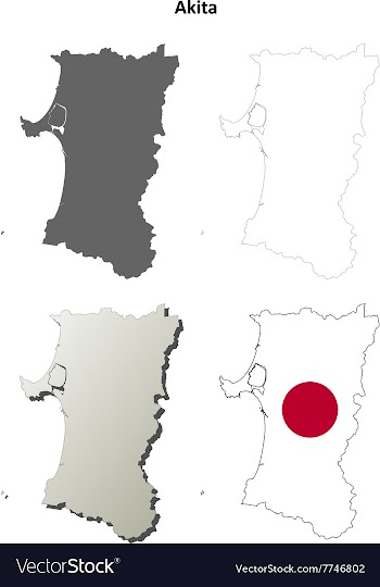 Akita blank outline map set vector image