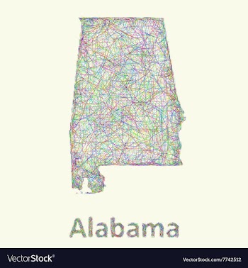 Alabama line art map vector image