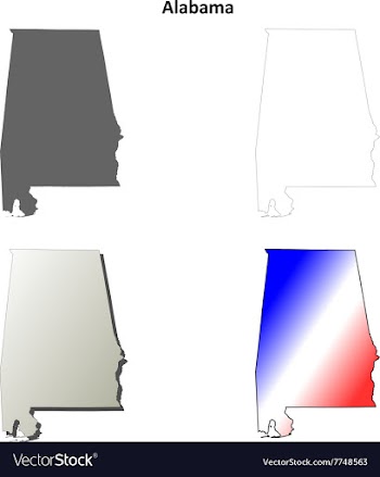 Alabama outline map set vector image