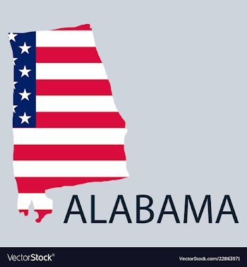 Alabama state of america with map flag print on vector image
