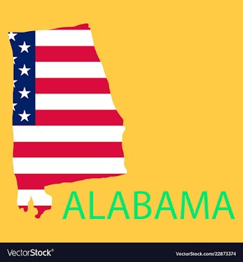 Alabama state of america with map flag print on vector image