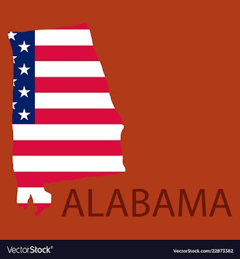 Alabama state of america with map flag print on vector image