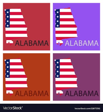 Alabama state of america with map flag print on vector image
