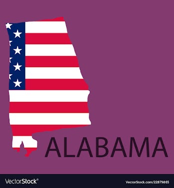 Alabama state of america with map flag print on vector image