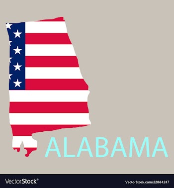 Alabama state of america with map flag print on vector image