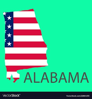 Alabama state of america with map flag print on vector image