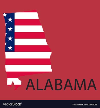 Alabama state of america with map flag print on vector image