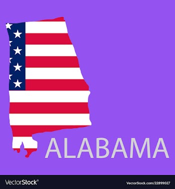 Alabama state of america with map flag print on vector image