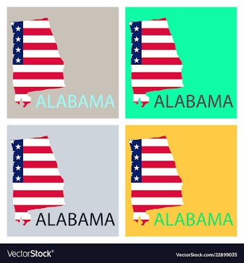 Alabama state of america with map flag print on vector image