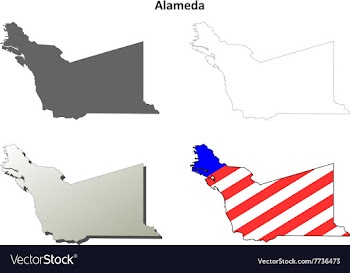 Alameda County California outline map set vector image