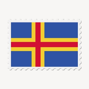 Aland flag collage element, postage | Free PSD - rawpixel