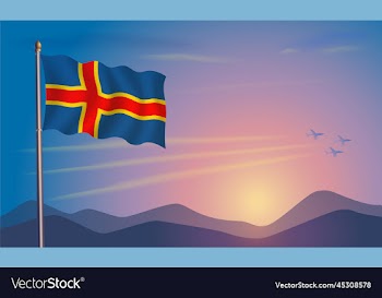 aland islands flag in the morning sun