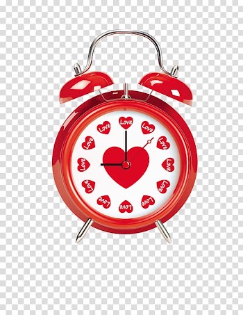 Alarm clock Heart , Red peach heart clock transparent background PNG clipart