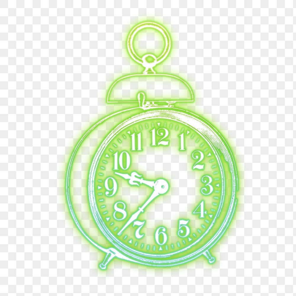 Alarm clock png sticker, green | Free PNG - rawpixel