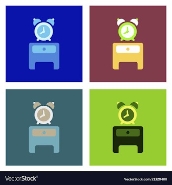Alarm clock red wake-up time isolated in flat vector image