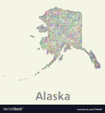 Alaska line art map vector image