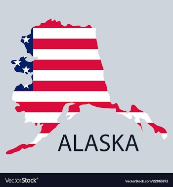 Alaska state of america with map flag print on vector image
