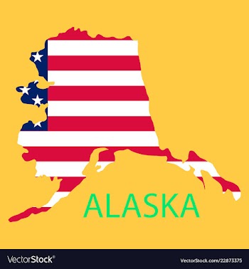 Alaska state of america with map flag print on vector image