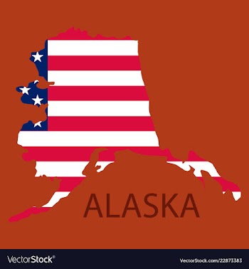 Alaska state of america with map flag print on vector image