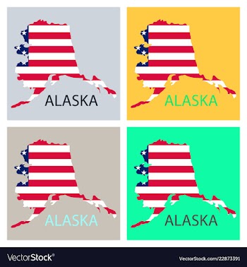 Alaska state of america with map flag print on vector image