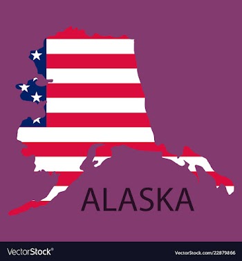 Alaska state of america with map flag print on vector image