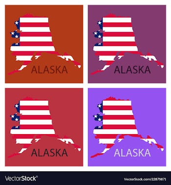 Alaska state of america with map flag print on vector image
