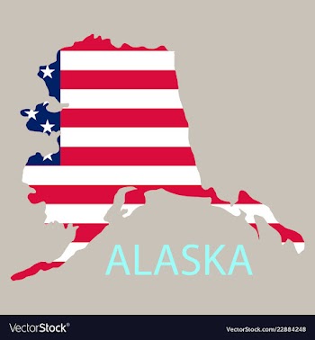 Alaska state of america with map flag print on vector image