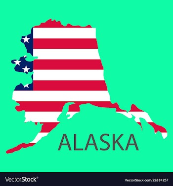 Alaska state of america with map flag print on vector image