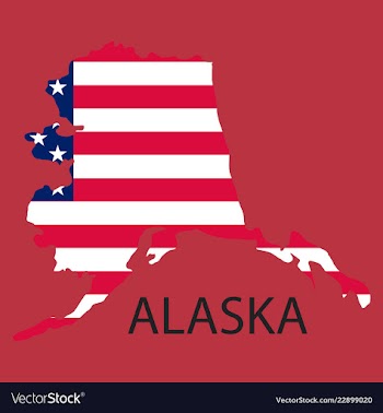 Alaska state of america with map flag print on vector image