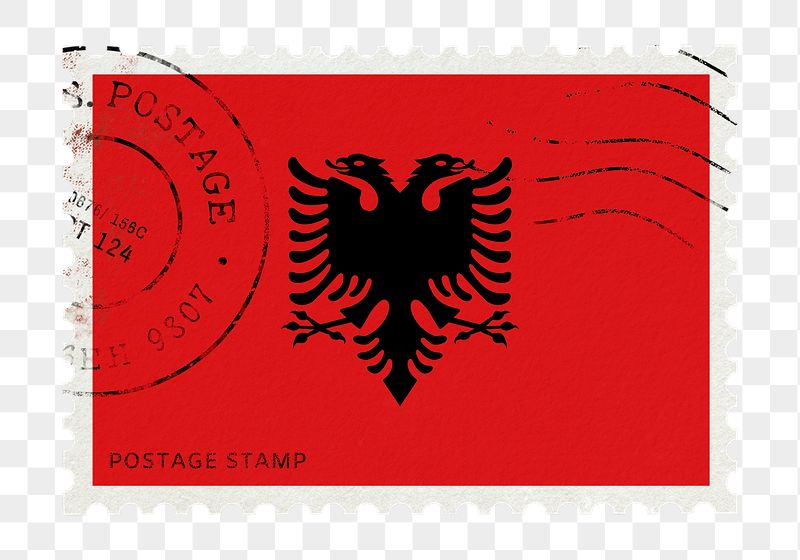 Albania flag png post stamp | Free PNG - rawpixel