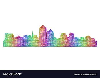 Albuquerque skyline silhouette - line art vector image