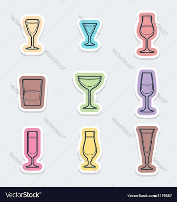  					Alcohol glasses labels icons vector image														