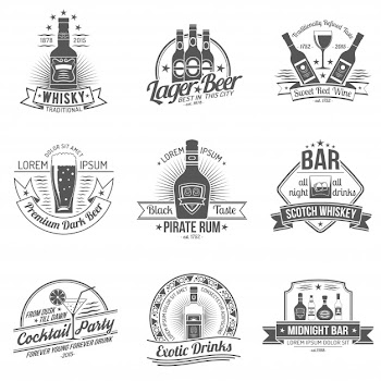 Alcohol label set Free Vector