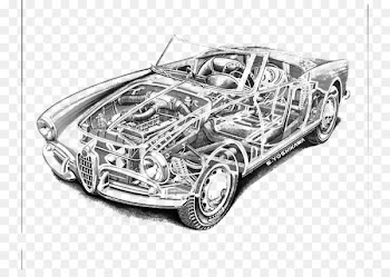 Alfa Romeo Giulietta Sprint Speciale Alfa Romeo Spider Alfa Romeo Giulia TZ Alfa Romeo 146 - Black and white simple and transparent sports car 