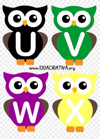 Alfabeto Letra Bastão Corujinhas - Baby Owl Alphabet
