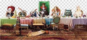 Alice in Wonderland tea party, The Mad Hatter Alice's Adventures in Wonderland White Rabbit Alice in Wonderland, Fairy tale scene transparent background PNG clipart