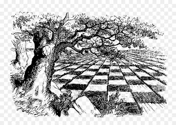 Alices Adventures In Wonderland, Through The Lookingglass, Chess, Tree, Blackandwhite PNG