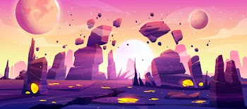 Alien planet landscape for space game background Free Vector