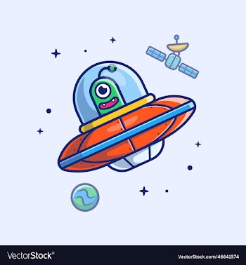 alien spaceship flying in space cartoon