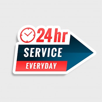 All day 24 hours service label Free Vector