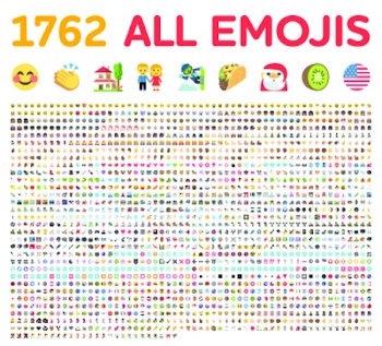 All type of emojis, emoticons flat vector illustration symbols. All world countries rounded circle flags. Hands, man, woman, worker, fruit, drinks, food, house, animal, activity, sport smileys icons
