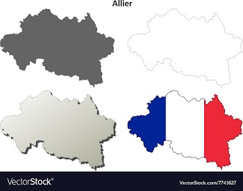 Allier Auvergne outline map set vector image