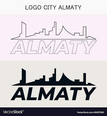 almaty building logo template with outline style