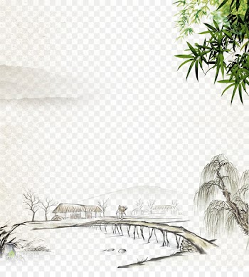 Along the River During the Qingming Festival China Dwelling in the Fuchun Mountains Chinoiserie Chinese painting - Bamboo wooden willow 